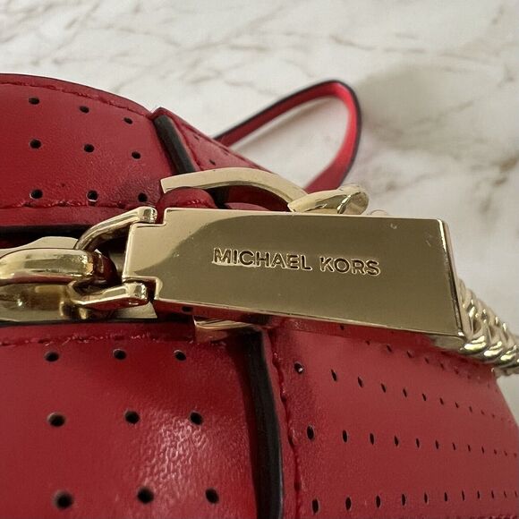 MICHAEL KORS Ginny Bright Red Leather Medium Crossbody Camera Bag - Picture 7 of 13